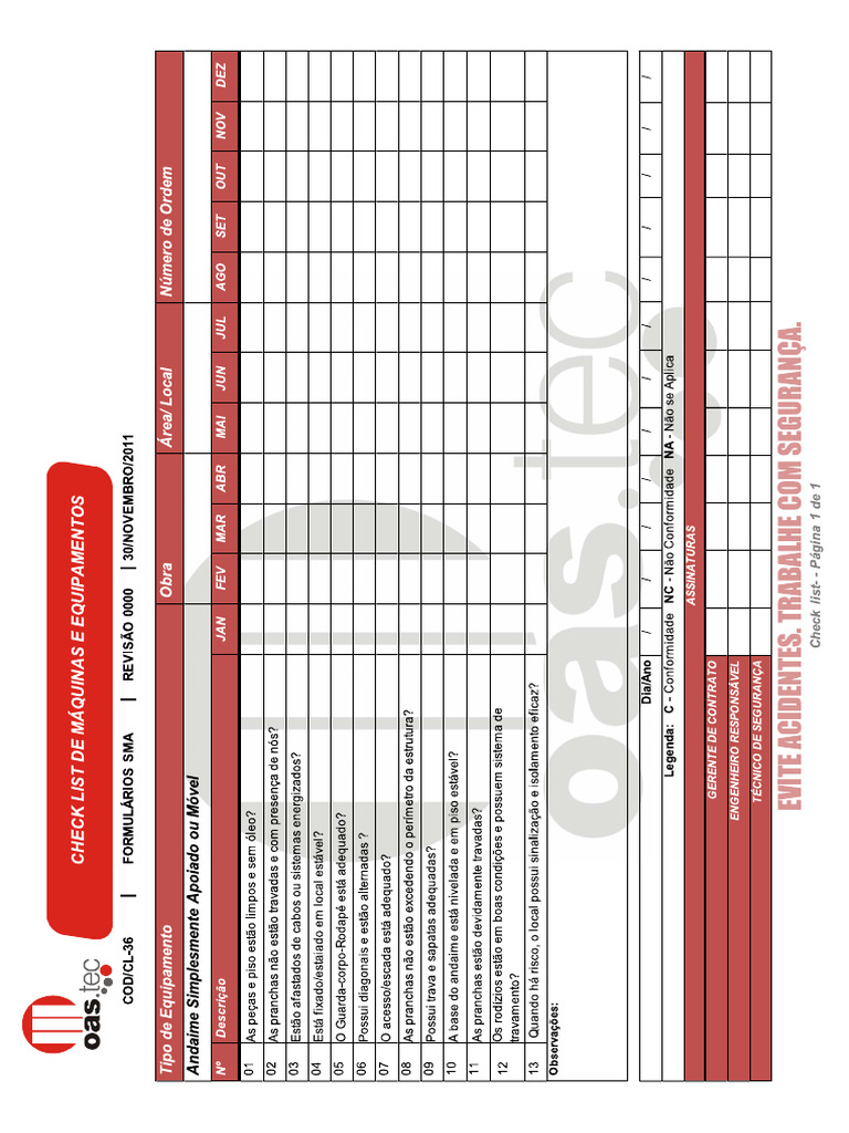 Check List - Andaime Simplismente Apoiado | PDF