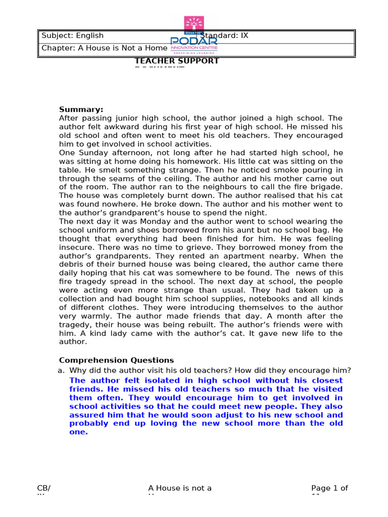 1768212890047.1SD - IX - CB - Eng - SR - A House Is Not A Home | PDF ...