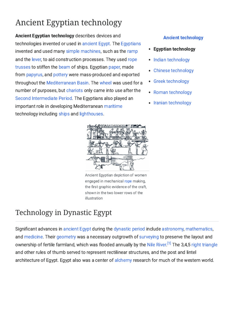 Ancient Egyptian Technology - Wikipedia | PDF