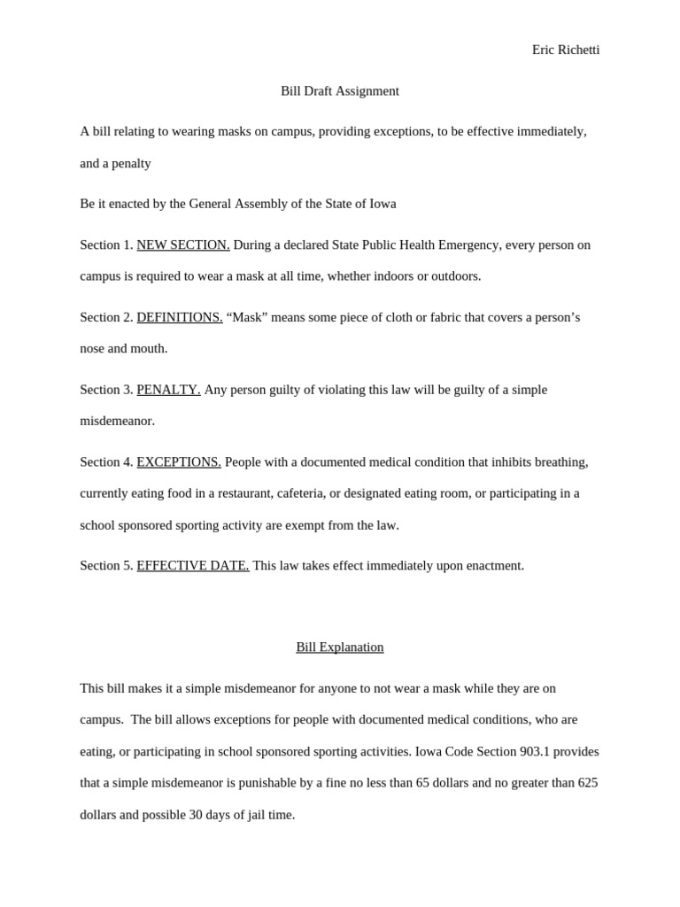 Bill Draft Assignment E Richetti | PDF