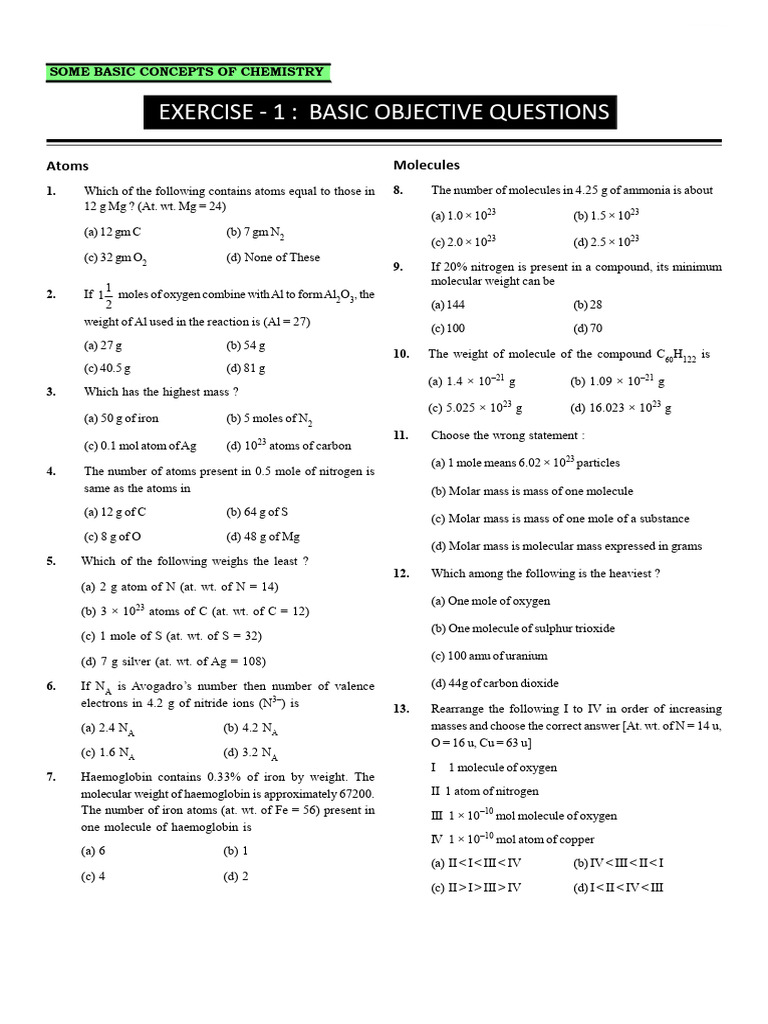 Sbc | PDF | Mole (Unit) | Molecules