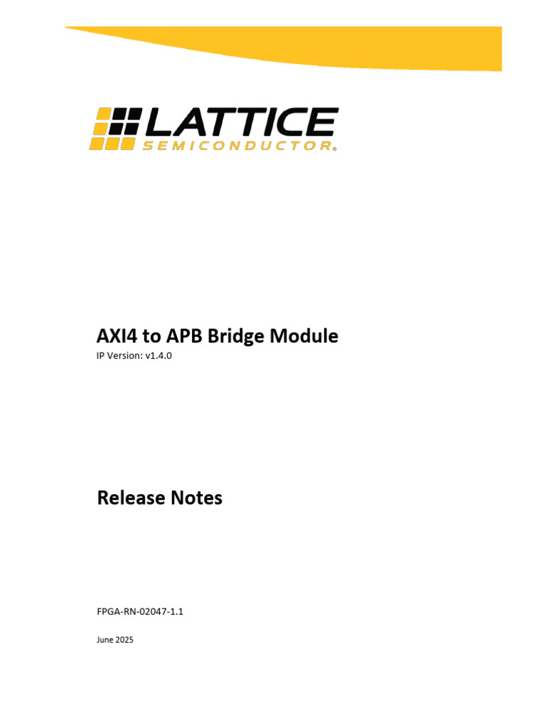 FPGA RN 02047 1 1 AXI4 To APB Bridge Module Release Notes | PDF ...
