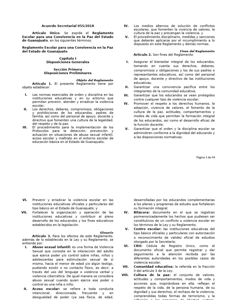 Reglamento de Convivencia Escolar | PDF | Violencia | Disciplinas