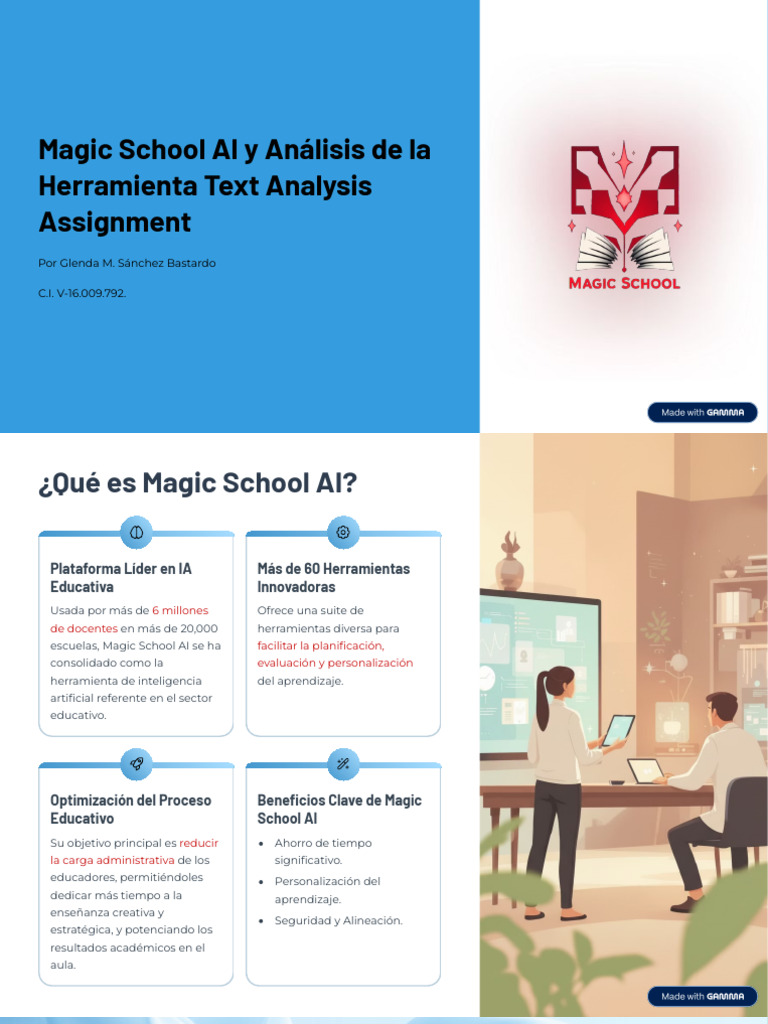 Magic School AI y Analisis de La Herramienta Text Analysis Assignment ...