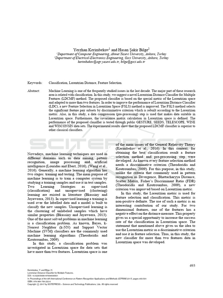 Lorentzian Distance Classifier for Multiple Features | PDF | Support ...