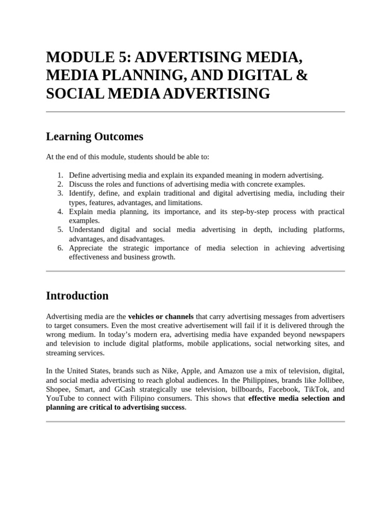 MODULE 5 | PDF | Advertising | Social Media