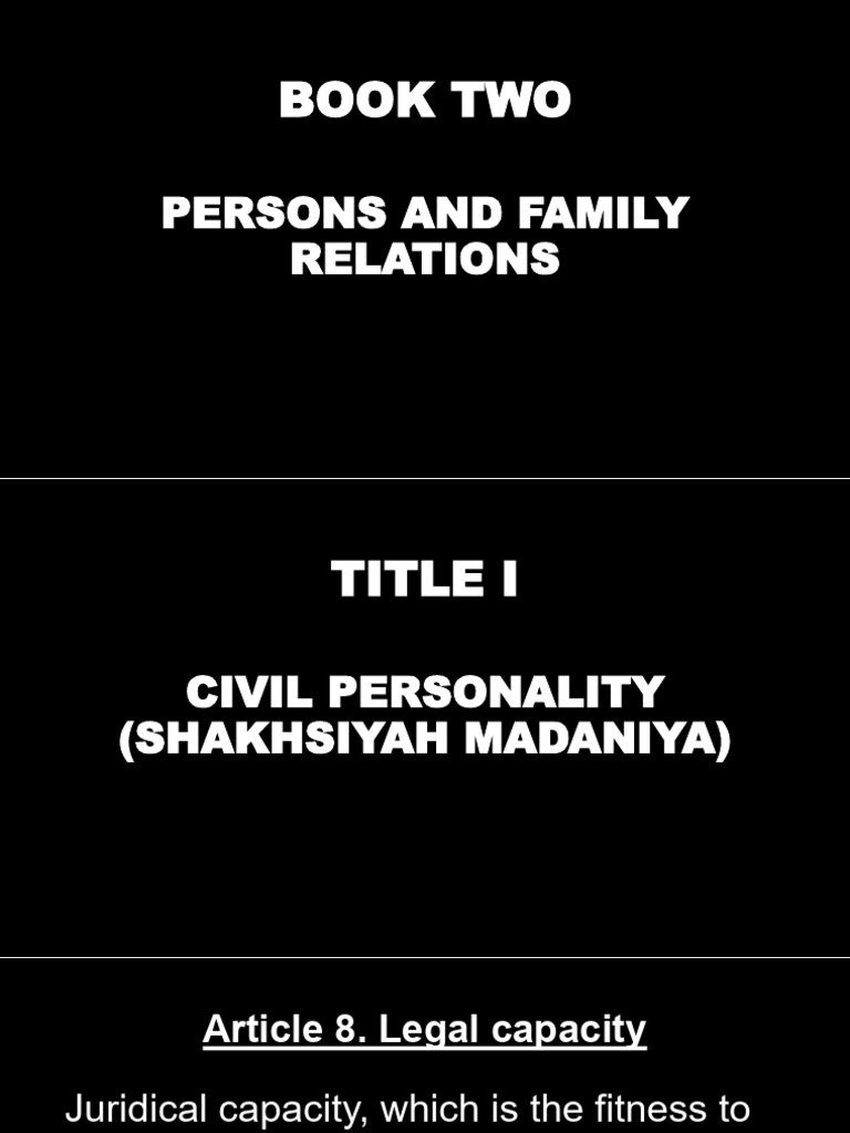 Title 1 (Civil Personality (Shakhsiyah Madaniya) | PDF