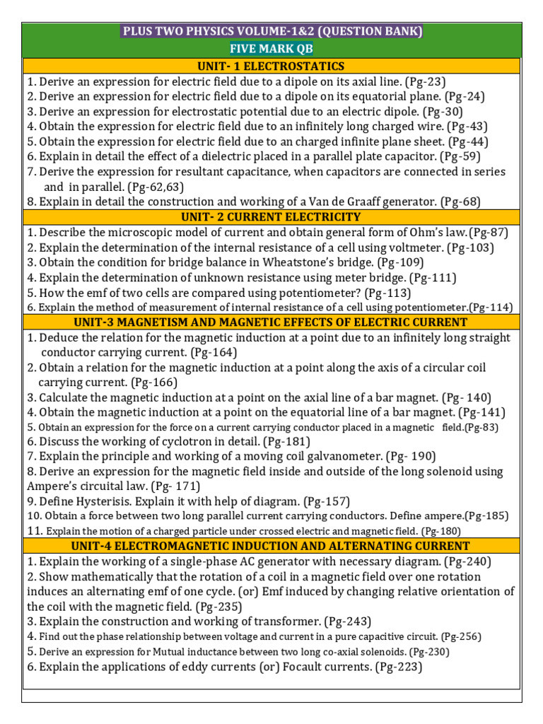 +2 Physics Toppers Qb Em | PDF | Electromagnetic Induction | Inductance