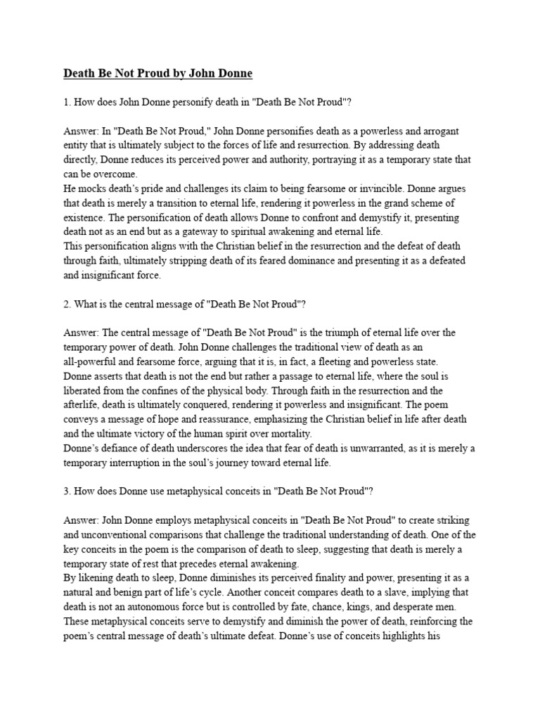 Death Not Be Proud Notes | PDF | Immortality | Death