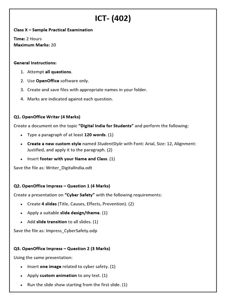 ICT Practical Paper | PDF