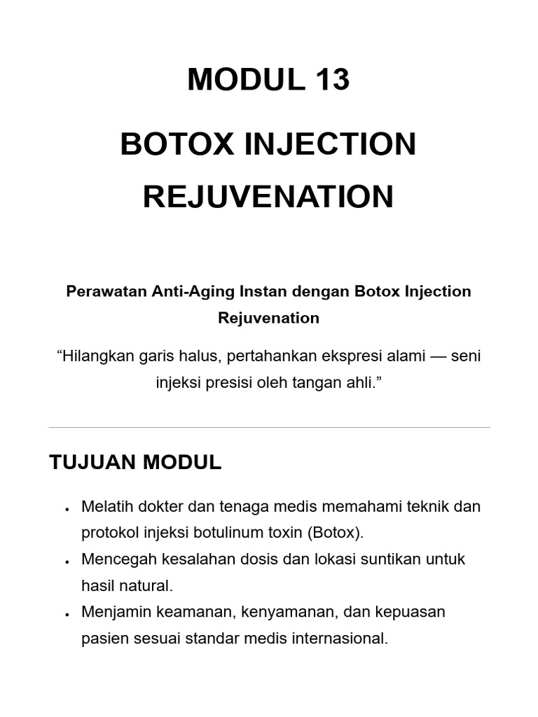 Modul 13 Botox Injection Rejuvenation | PDF