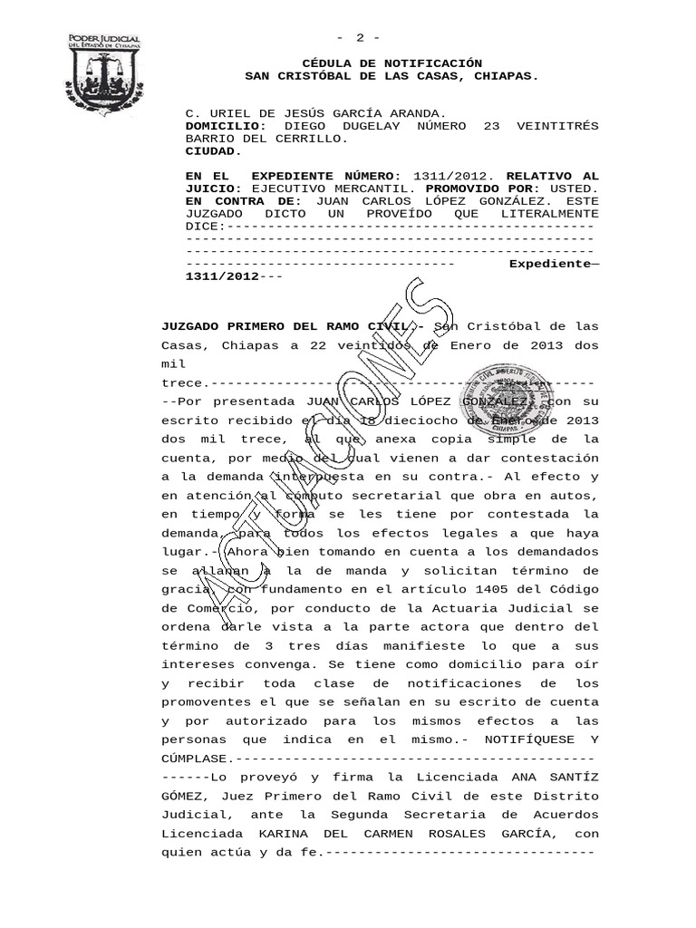 07 Cédula de Notificación para La Parte Actora | PDF