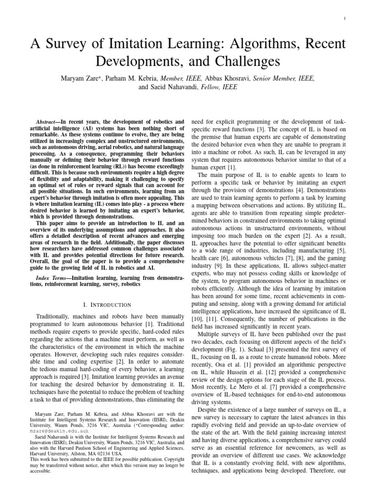 A Survey of Imitation Learning - Algorithms, Recent Developments and ...