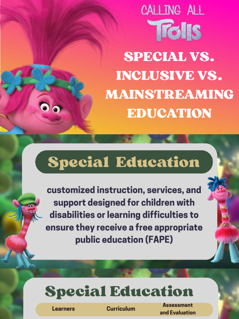 Special Education vs. Inclusive vs. Mainstreaming Education | PDF ...