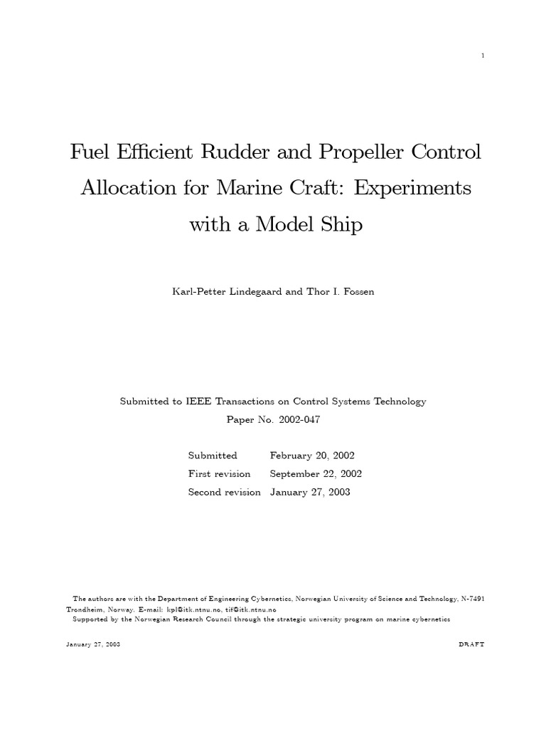 Z 1109. Fuel Efficient Rudder and Propeller Control Allocation For ...