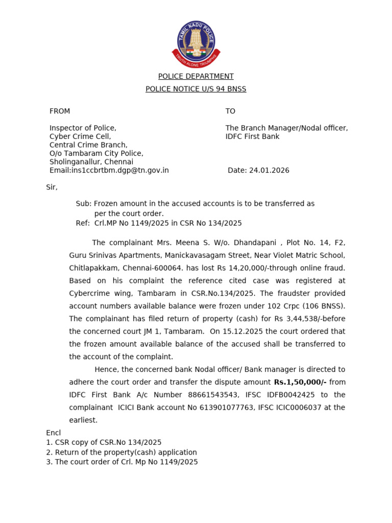 Police Enotice Format | PDF | Fraud | Cybercrime