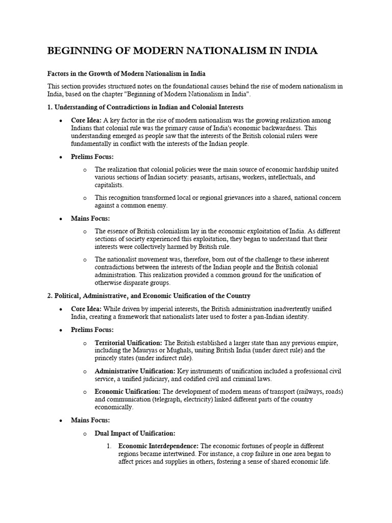 Beginning of Modern Nationalism in India | PDF | Indian National Congress