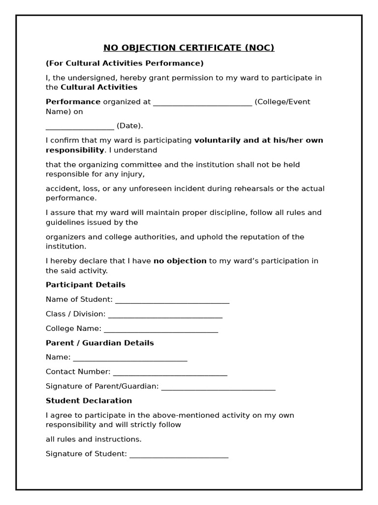 No Objection Certificate | PDF