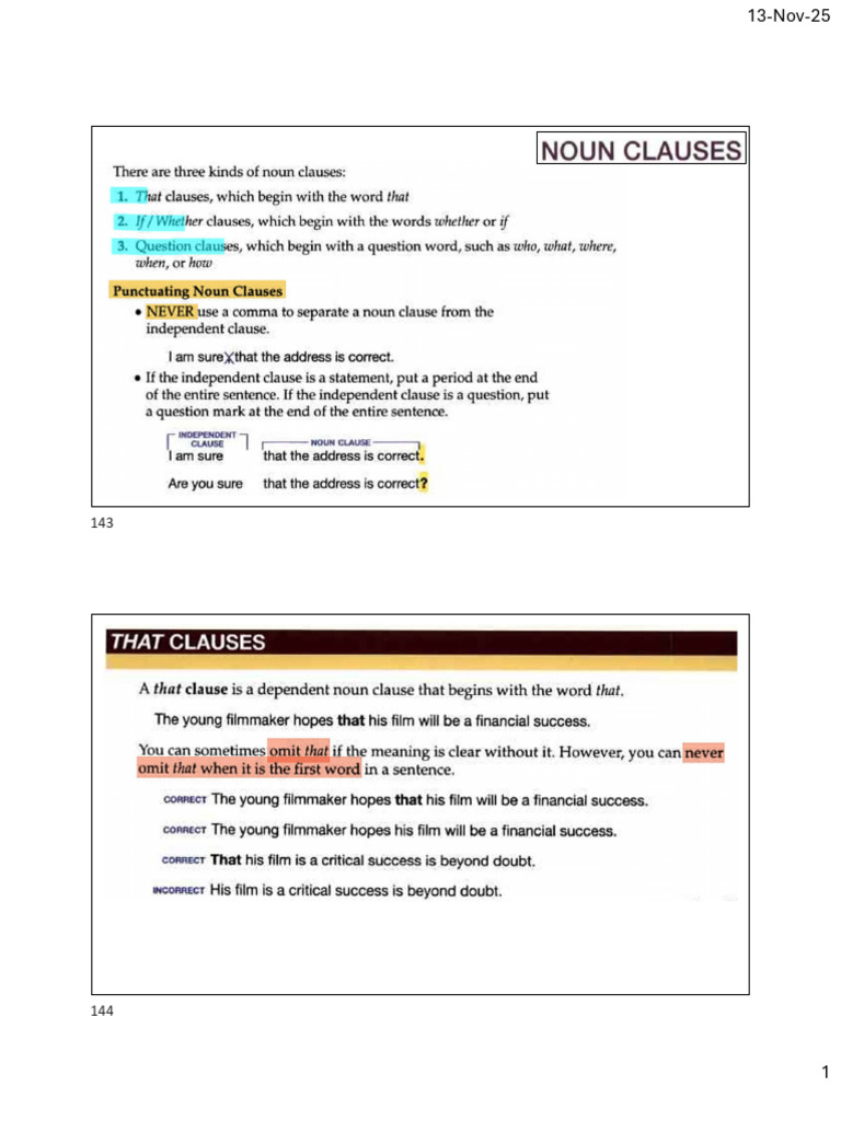 Writing C4 Noun Clauses Slides | PDF