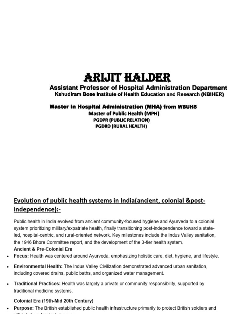Evolution of Public Health Systems in India(UNIT 2) | PDF | Public ...