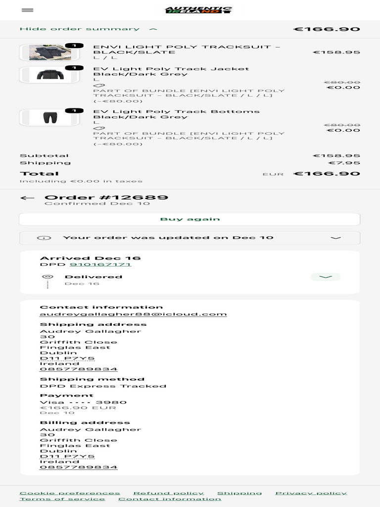 Order #12689 - Authentic Ireland ™ - Account | PDF