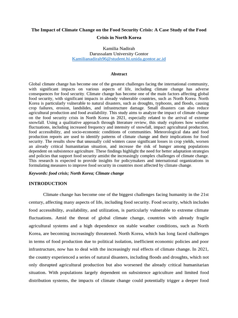 The Impact of Climate Change On The Food Security Crisis | PDF | Food ...