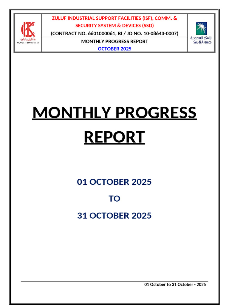 03-KIC-ISF-T-02489-MONTHLY PROGRESS REPORT-OCTOBER-2025 | PDF | Local ...