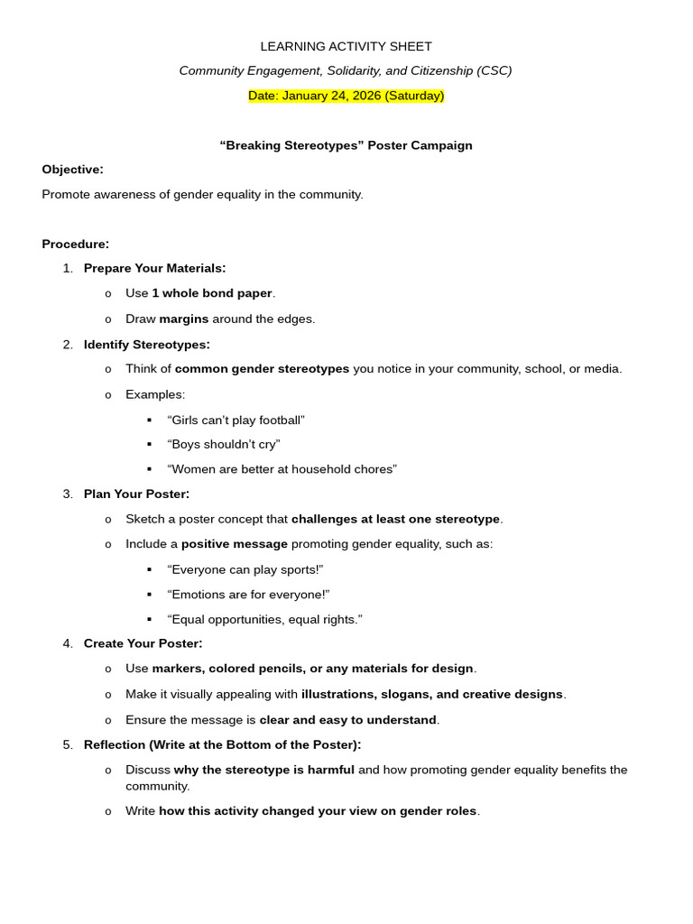 01.243031 Learning Activity Sheet | PDF | Gender | Gender Studies