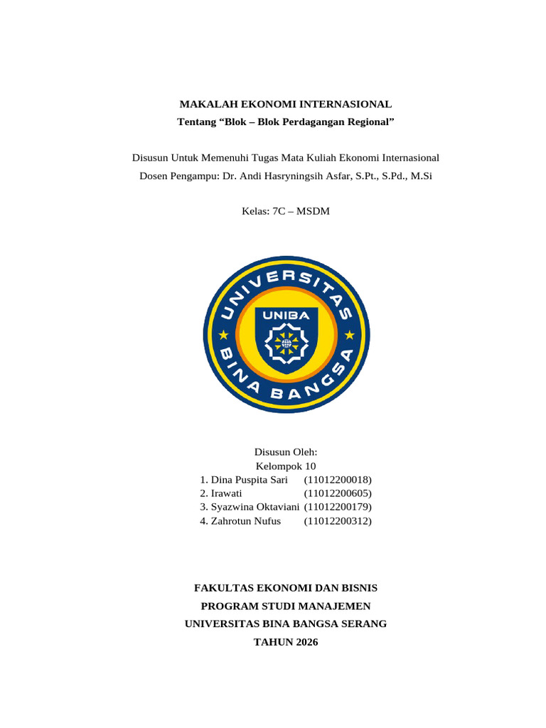 Kel 10 - 7c-Msdm - Blok-Blok Perdagangan Regional | PDF