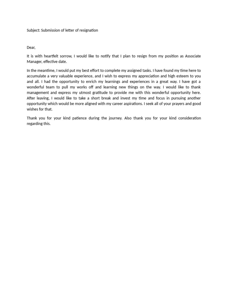 Resignation Letter | PDF