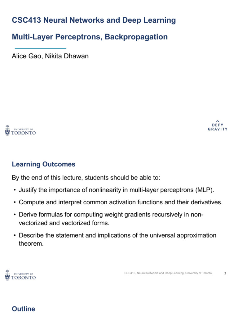 Lec02 MLP Backprop Complete | PDF | Deep Learning | Mathematical Analysis
