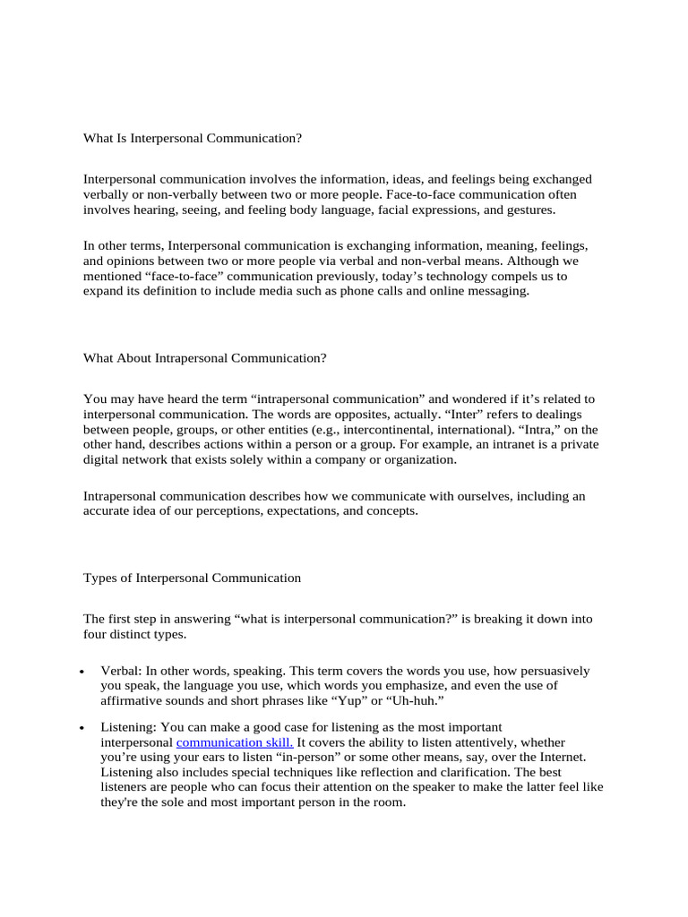 What Is Interpersonal Communication | PDF | Communication | Nonverbal ...