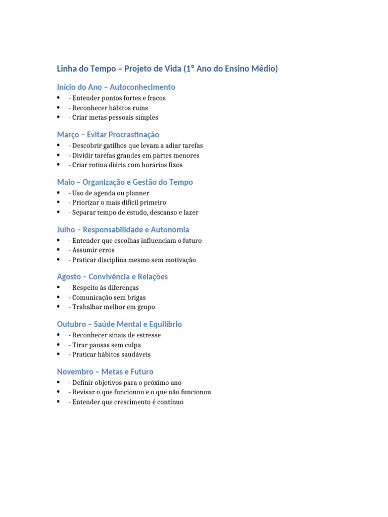Linha Do Tempo Projeto de Vida | PDF