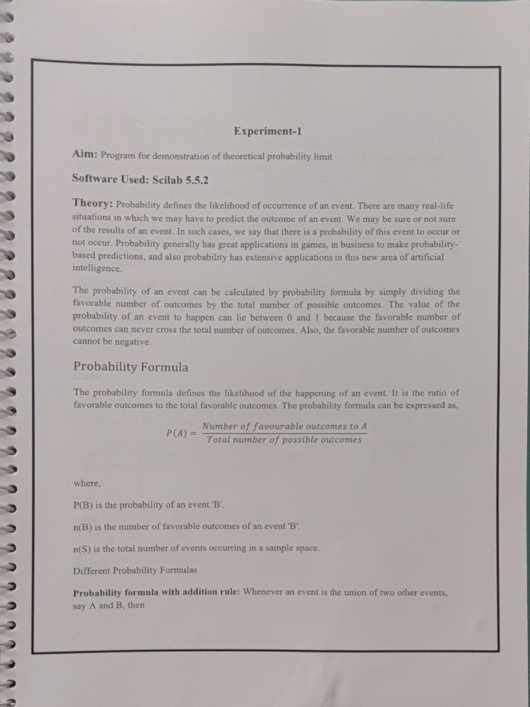 PSLP Exp 1 | PDF | Probability | Probability Theory