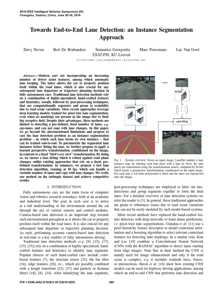 Towards End-To-End Lane Detection an Instance Segmentation Approach ...