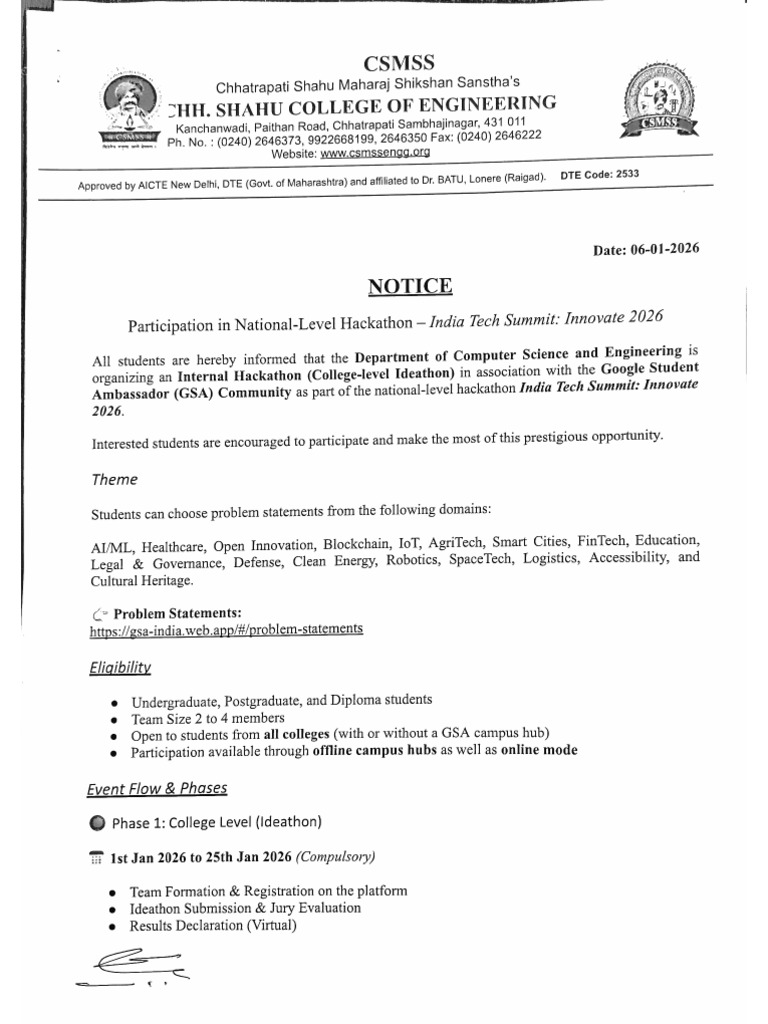 National Level Hackathon Under GSA | PDF