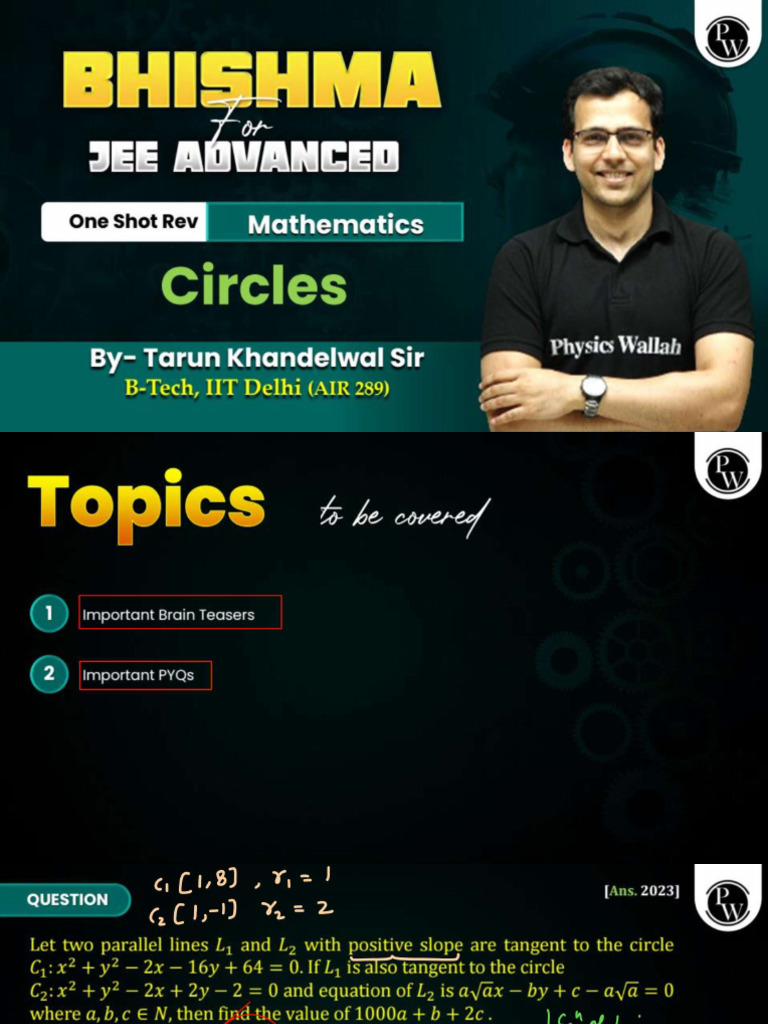Circles in 1 Shot Class Notes | PDF