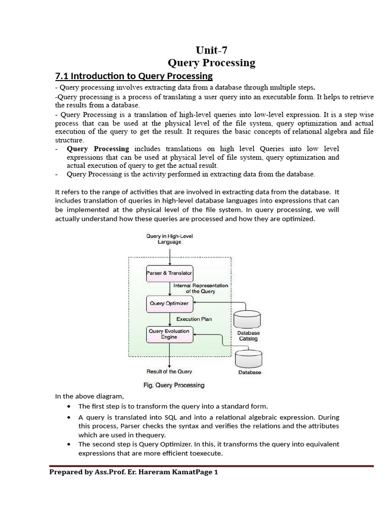 Unit-7 Query Processing | PDF | Databases | Information Retrieval