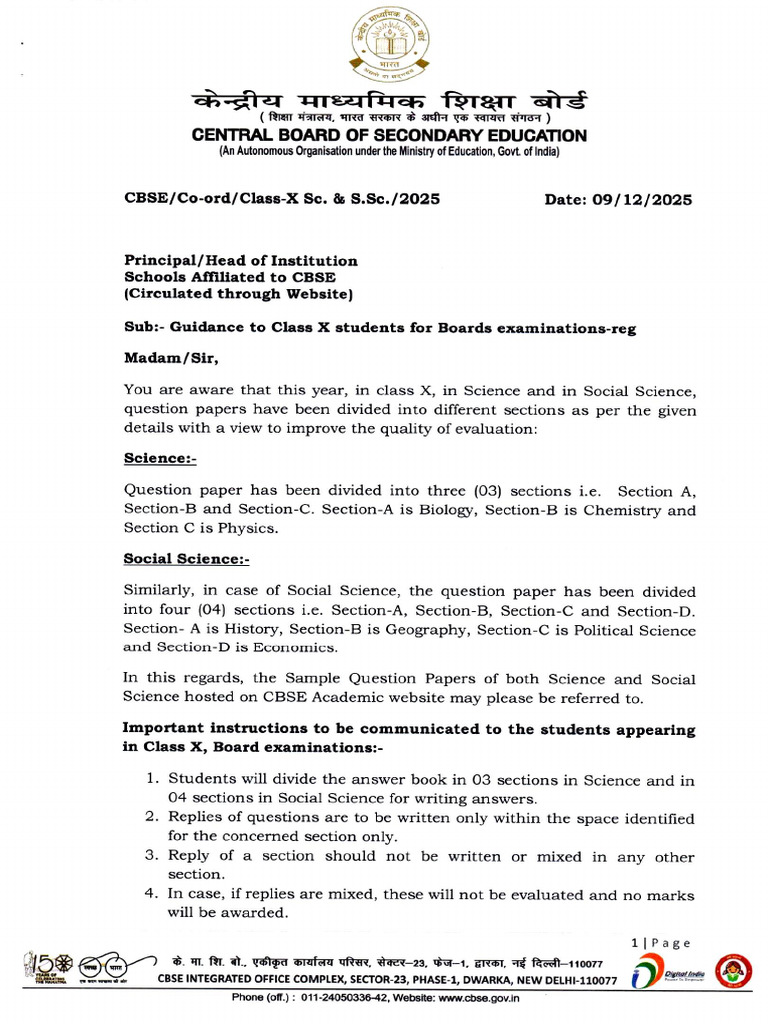 Guidance to Class X Students for Boards Examinatio_251209_171428 | PDF