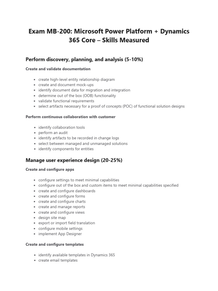 Exam MB 200 Microsoft Power Platform Dynamics 365 Core Skills Measured ...