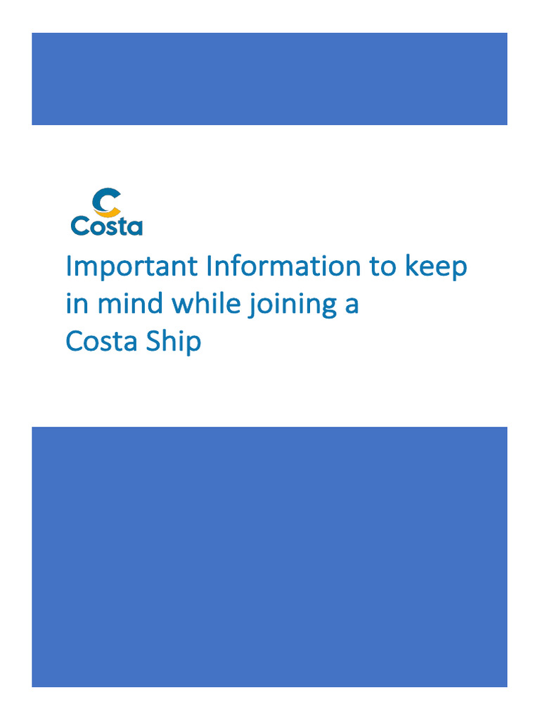 Important Info Booklet Costa 2024 | PDF | Regulatory Compliance | Knife