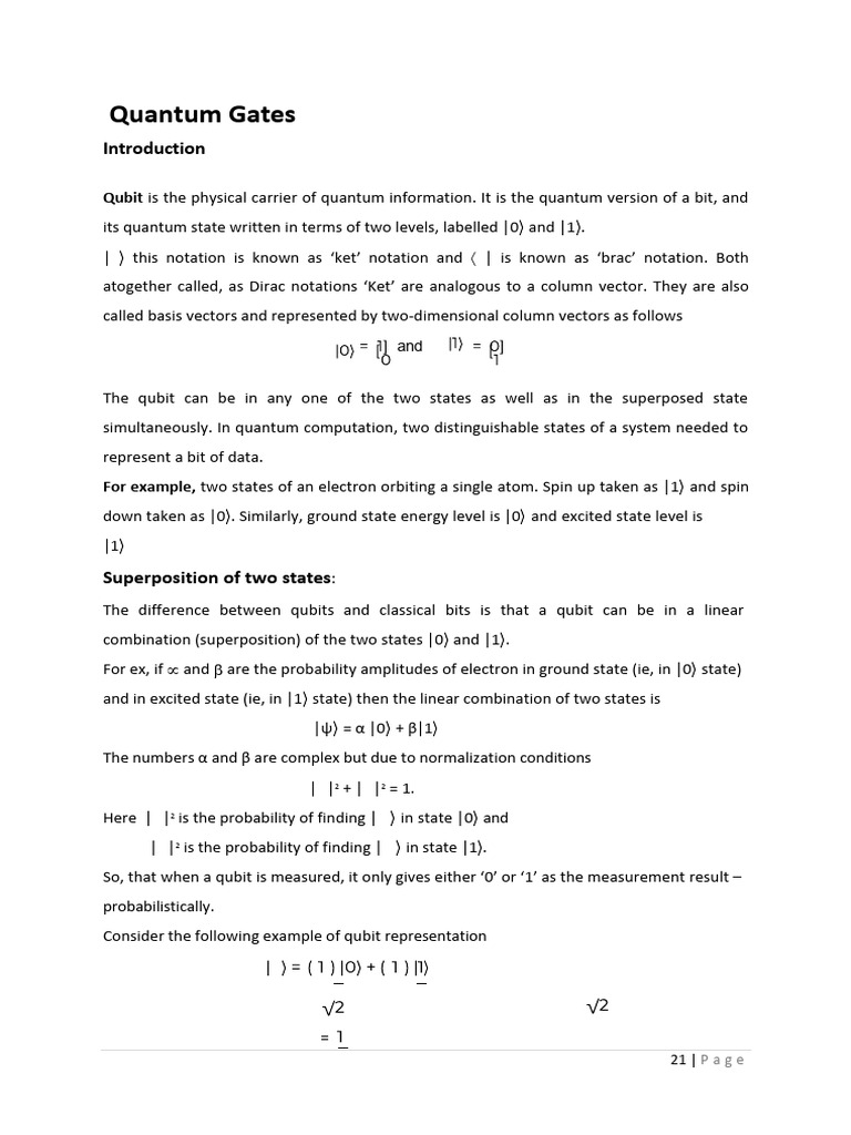 Unit II Quantum Computing Quantum Gates | PDF | Quantum Computing ...