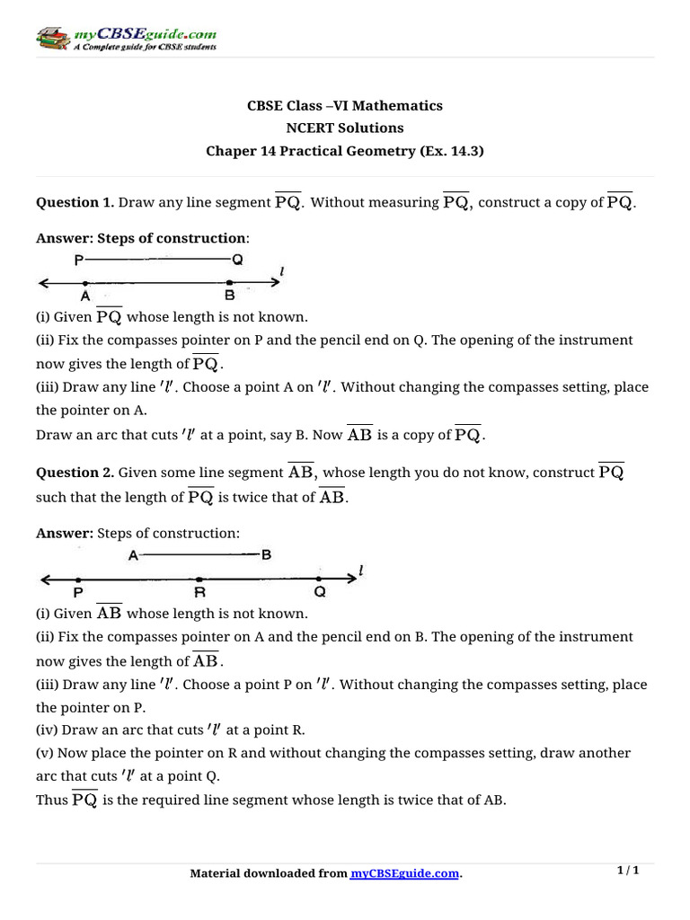 06 Mathematics Ncert Ch14 Practical Geometry Ex 14.3 | PDF