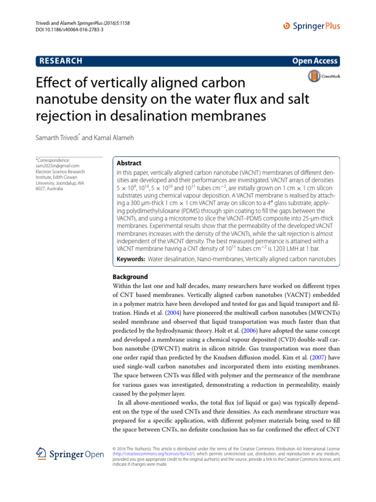 Effect of Vertically Aligned Carbon Nanotube Densi | PDF | Carbon ...