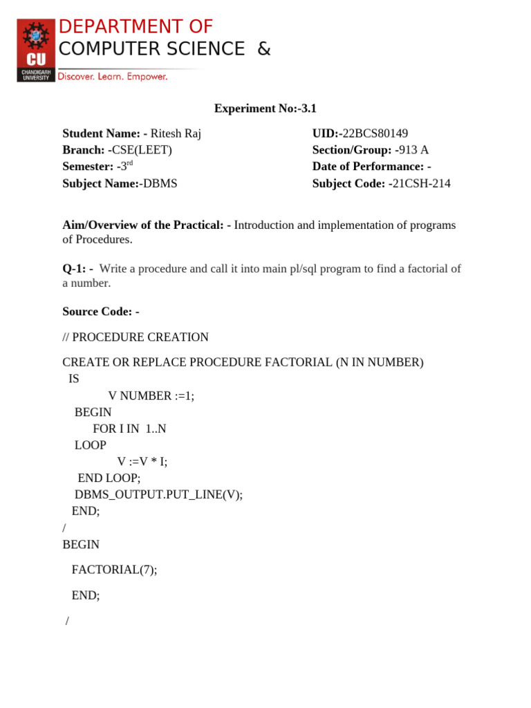 Worksheet 3.1 by Ritesh Raj 913A | PDF | Computer Science | Computer ...