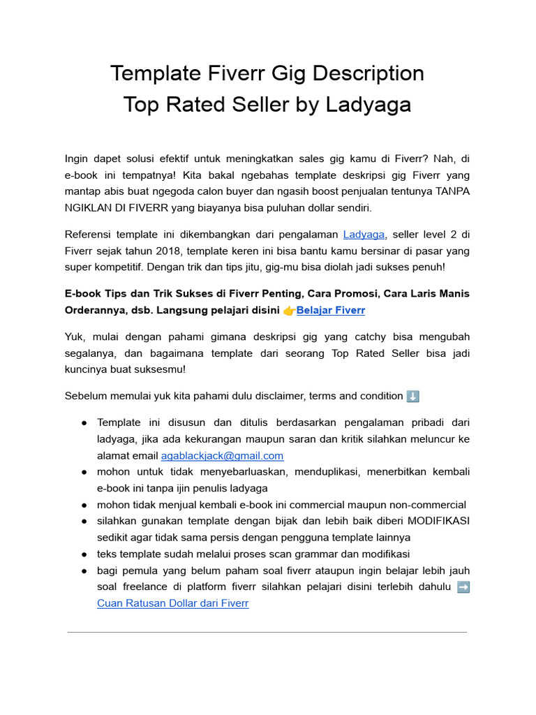 Template Fiverr Gig Description by Ladyaga | PDF