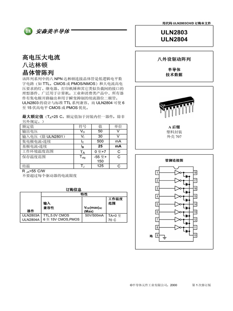 ULN2803 ULN2804芯片资料 | PDF