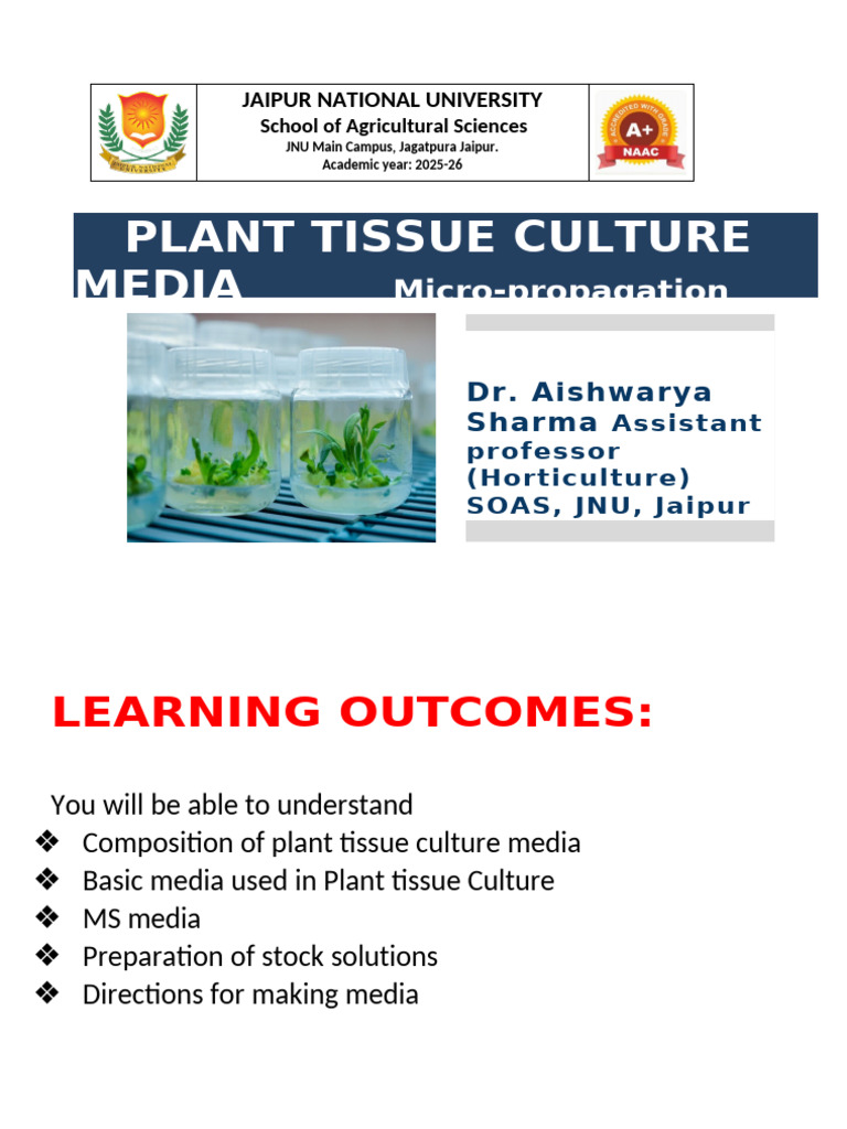 Plant Tissue Culture Media in plant breeding | PDF | Cofactor ...
