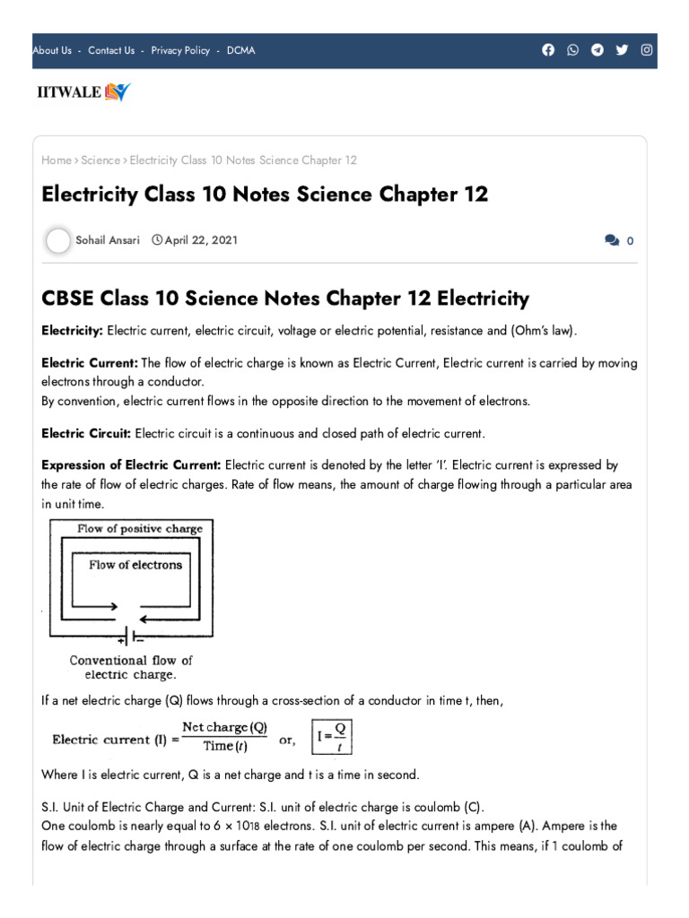 Chapter 12 Electricity Note | PDF | Electrical Resistance And ...