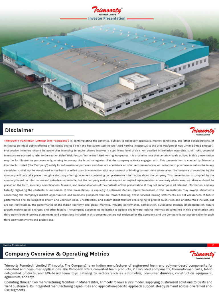 Trimoorty Foamtech Investor Presentation V1 | PDF | Equity (Finance ...